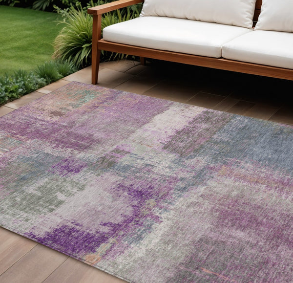 HomeRoots 5' Vibrant Lavender and Purple Abstract Area Rug - Washable Design for Indoor and Outdoor Spaces 8' X 10' 609307