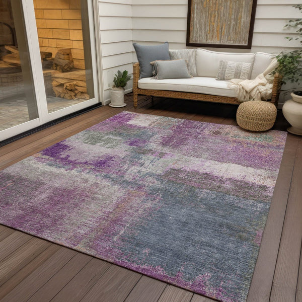 HomeRoots 5' Vibrant Lavender and Purple Abstract Area Rug - Washable Design for Indoor and Outdoor Spaces 9' X 12' 609308