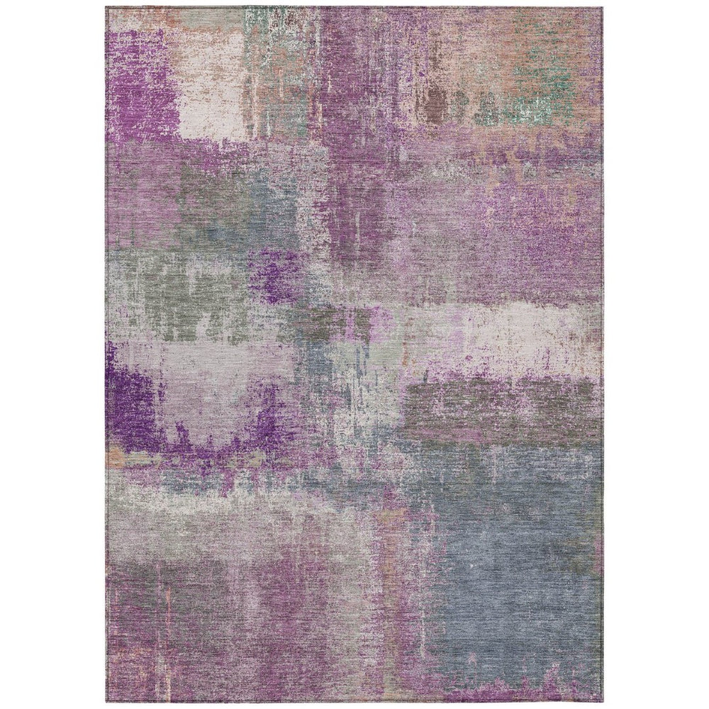 HomeRoots 5' Vibrant Lavender and Purple Abstract Area Rug - Washable Design for Indoor and Outdoor Spaces 9' X 12' 609308