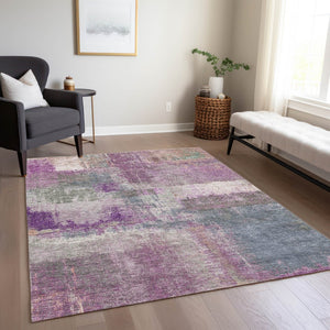 HomeRoots 5' Vibrant Lavender and Purple Abstract Area Rug - Washable Design for Indoor and Outdoor Spaces 9' X 12' 609308