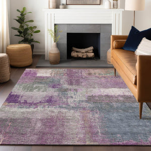 HomeRoots 5' Vibrant Lavender and Purple Abstract Area Rug - Washable Design for Indoor and Outdoor Spaces 10' X 14' 609309