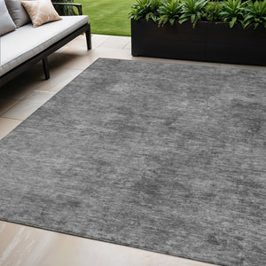 HomeRoots 5' Modern Abstract Gray and Smoky Black Washable Area Rug for Indoor and Outdoor Spaces 5' X 8' 609317