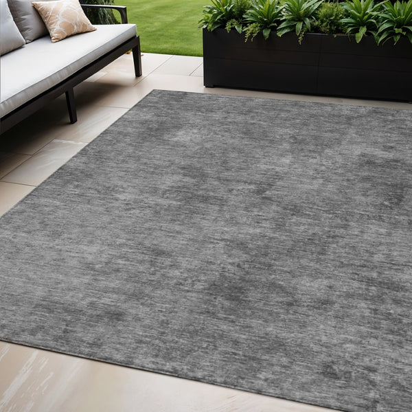 HomeRoots 5' Modern Abstract Gray and Smoky Black Washable Area Rug for Indoor and Outdoor Spaces 5' X 8' 609317