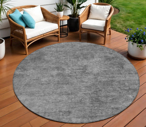 HomeRoots 5' Modern Abstract Gray and Smoky Black Washable Area Rug for Indoor and Outdoor Spaces 8' Round 609318