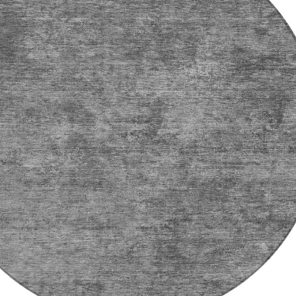 HomeRoots 5' Modern Abstract Gray and Smoky Black Washable Area Rug for Indoor and Outdoor Spaces 8' Round 609318