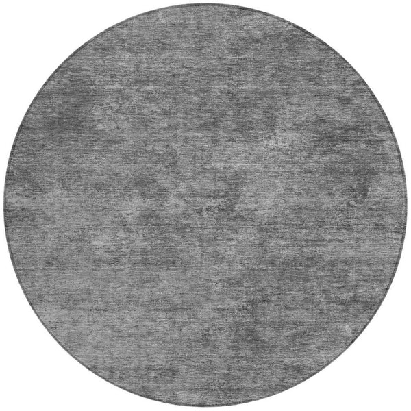 HomeRoots 5' Modern Abstract Gray and Smoky Black Washable Area Rug for Indoor and Outdoor Spaces 8' Round 609318