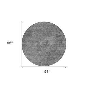 HomeRoots 5' Modern Abstract Gray and Smoky Black Washable Area Rug for Indoor and Outdoor Spaces 8' Round 609318
