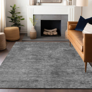 HomeRoots 5' Modern Abstract Gray and Smoky Black Washable Area Rug for Indoor and Outdoor Spaces 8' X 10' 609319