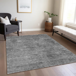 HomeRoots 5' Modern Abstract Gray and Smoky Black Washable Area Rug for Indoor and Outdoor Spaces 8' X 10' 609319