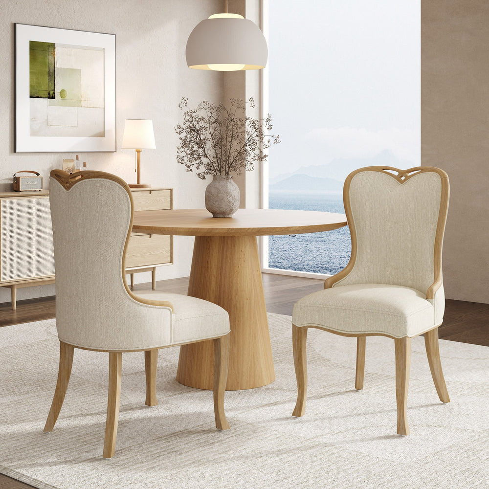 English Elm Christopher Knight Home® - Heart-Back Wingback Dining Chairs Set Of 2 – Elegant Upholstered Seating With Natural Wood Legs N768P283429N