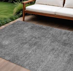 HomeRoots 5' Modern Abstract Gray and Smoky Black Washable Area Rug for Indoor and Outdoor Spaces 9' X 12' 609320