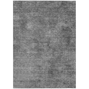 HomeRoots 5' Modern Abstract Gray and Smoky Black Washable Area Rug for Indoor and Outdoor Spaces 9' X 12' 609320