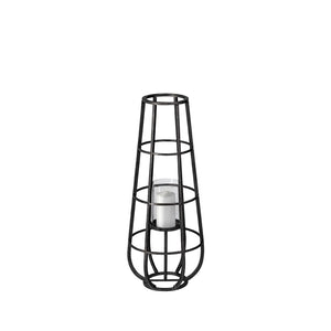 HomeRoots 30" Black Distressed Geometric Metal Lantern Candle Holder – Stylish Ambient Light for Any Space 609326