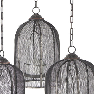 HomeRoots Set of Three Distressed Black Geometric Metal Lanterns – Stylish Candle Holders for Home Decor 609329