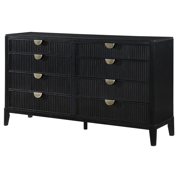 English Elm Mason Black 8-Drawer Dresser – Elegant Storage Solution With Antique Brass Accents For Modern Bedrooms B062P354068