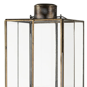 HomeRoots 31" Elegant Gold Geometric Metal Lantern Candle Holder - Stylish Decor for Home & Events 609338