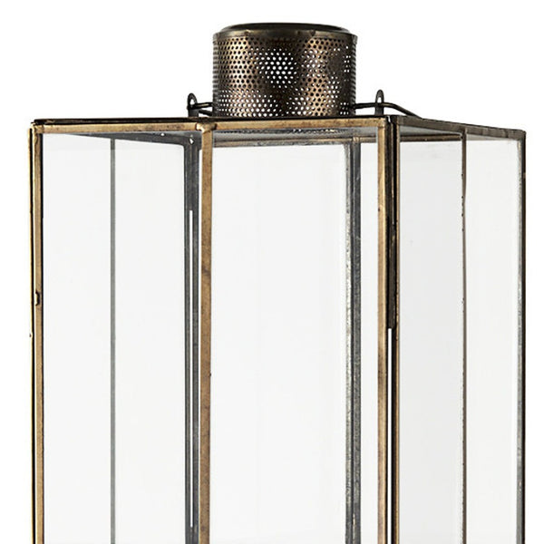 HomeRoots 31" Elegant Gold Geometric Metal Lantern Candle Holder - Stylish Decor for Home & Events 609338