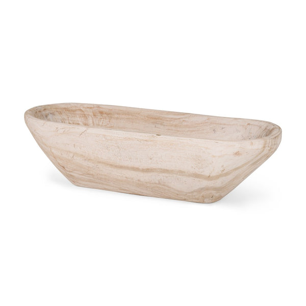 HomeRoots 26" Natural Solid Mango Wood Oval Centerpiece Bowl - Handcrafted Rustic Elegance for Home Decor 609341