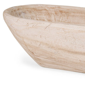 HomeRoots 26" Natural Solid Mango Wood Oval Centerpiece Bowl - Handcrafted Rustic Elegance for Home Decor 609341