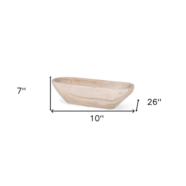HomeRoots 26" Natural Solid Mango Wood Oval Centerpiece Bowl - Handcrafted Rustic Elegance for Home Decor 609341