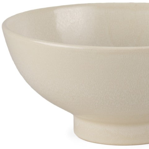 Homeroots 12" Cream Ceramic Round Pedestal Centerpiece Bowl - Artisan Crafted Elegance For Home Décor Display   609342