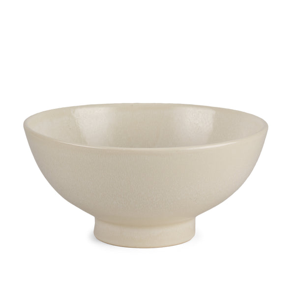 Homeroots 12" Cream Ceramic Round Pedestal Centerpiece Bowl - Artisan Crafted Elegance For Home Décor Display   609342