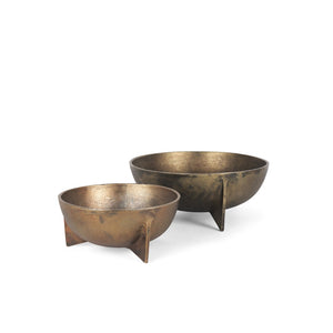 HomeRoots 14" Gold Metal Round Centerpiece Bowl Set – Elegant Decorative Accents for Home Styling & Events 609345
