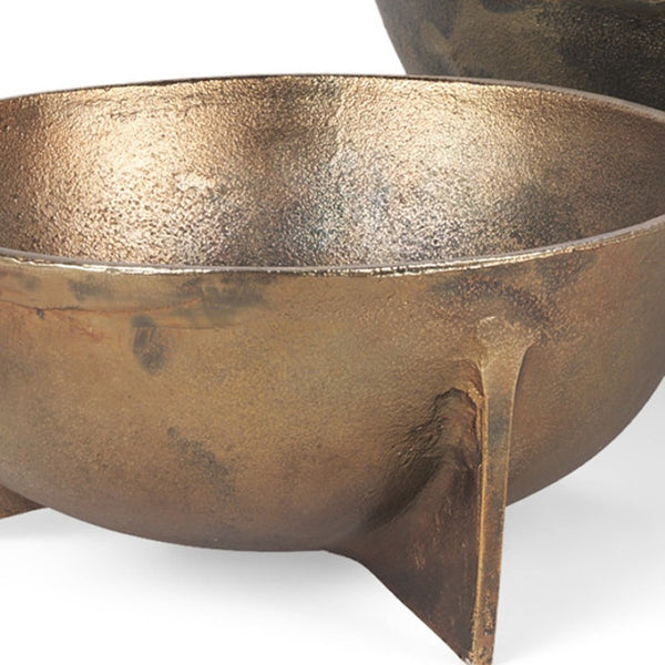 HomeRoots 14" Gold Metal Round Centerpiece Bowl Set – Elegant Decorative Accents for Home Styling & Events 609345