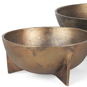 HomeRoots 14" Gold Metal Round Centerpiece Bowl Set – Elegant Decorative Accents for Home Styling & Events 609345