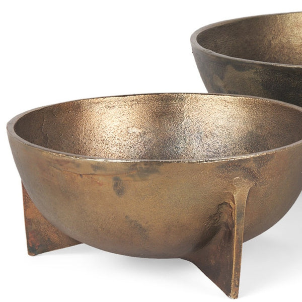 HomeRoots 14" Gold Metal Round Centerpiece Bowl Set – Elegant Decorative Accents for Home Styling & Events 609345