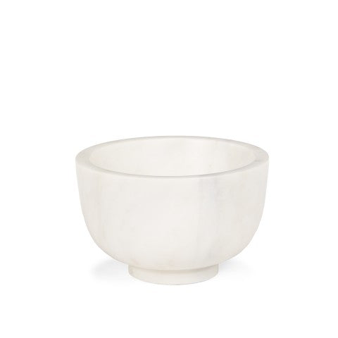 Homeroots 7" White Marble Round Decorative Bowl - Artisan-crafted Elegance For Serving & Home Décor Accents   609347