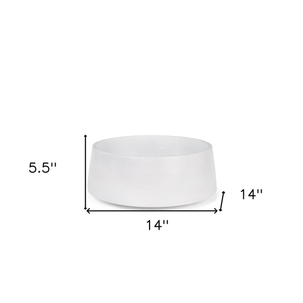 Homeroots 14" White Wood Round Centerpiece Bowl - Handcrafted Elegance For Your Table, Versatile Home Decor Piece   609348