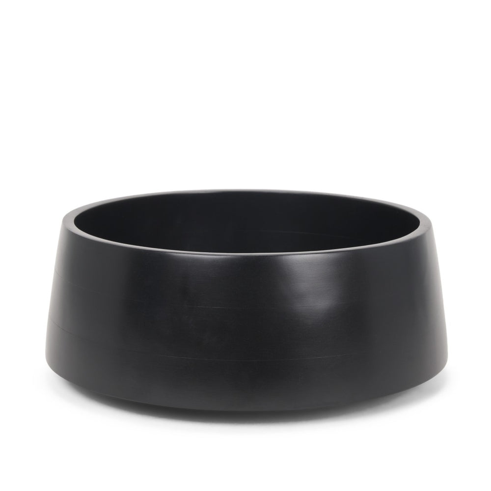 HomeRoots 14" Black Wood Round Centerpiece Bowl - Handmade Artisan Craft with Modern Minimalist Design & Versatile Use 609349