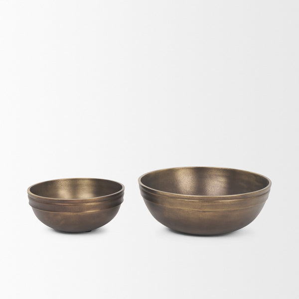 HomeRoots 11" Brass Metal Round Centerpiece Bowl - Elegant Decorative Accent for Dining, Serving & Gifting 609350