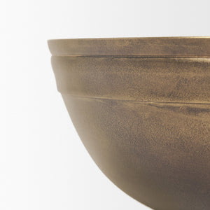 HomeRoots 11" Brass Metal Round Centerpiece Bowl - Elegant Decorative Accent for Dining, Serving & Gifting 609350