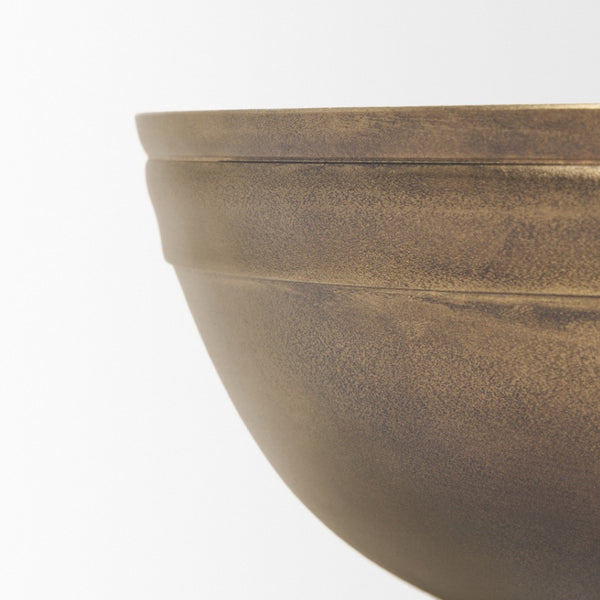 HomeRoots 11" Brass Metal Round Centerpiece Bowl - Elegant Decorative Accent for Dining, Serving & Gifting 609350