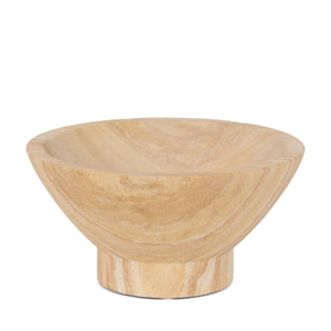 Homeroots 8" Beige Sandstone Round Pedestal Bowl - Modern Decorative Centerpiece For Stylish Home Décor   609351