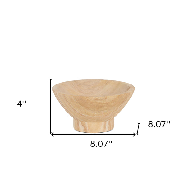 Homeroots 8" Beige Sandstone Round Pedestal Bowl - Modern Decorative Centerpiece For Stylish Home Décor   609351