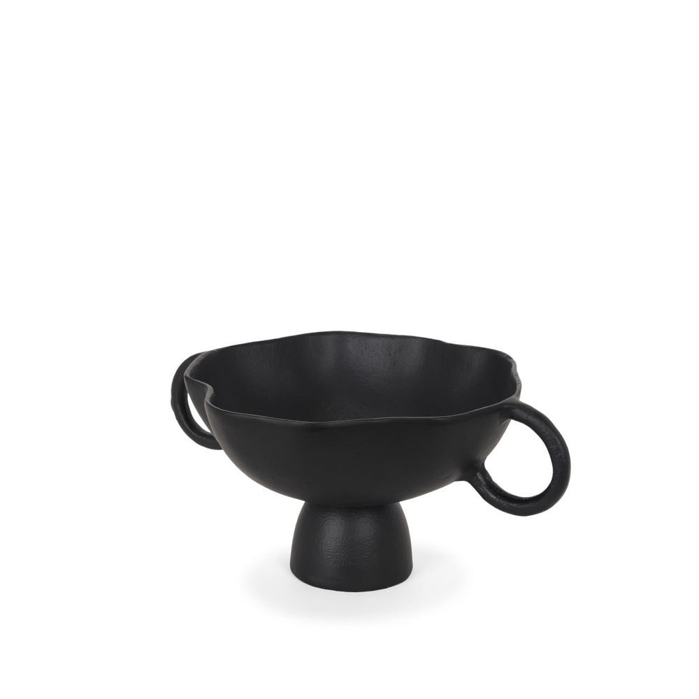 HomeRoots 11" Black Metal Pedestal Bowl - Artisan-Crafted Centerpiece for Modern Décor & Unique Display Accents 609354