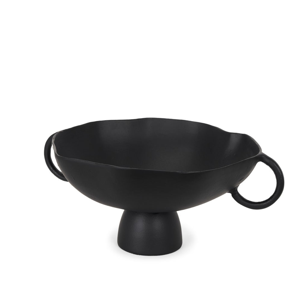 HomeRoots 16" Black Metal Round Pedestal Centerpiece Bowl - Modern Elegance for Home Decor & Event Styling 609355