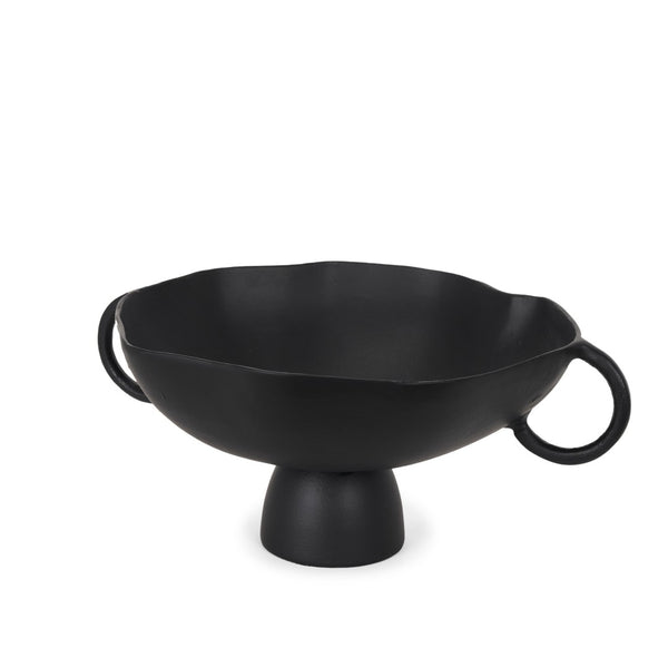 HomeRoots 16" Black Metal Round Pedestal Centerpiece Bowl - Modern Elegance for Home Decor & Event Styling 609355