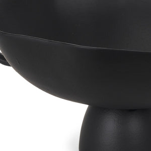 HomeRoots 16" Black Metal Round Pedestal Centerpiece Bowl - Modern Elegance for Home Decor & Event Styling 609355
