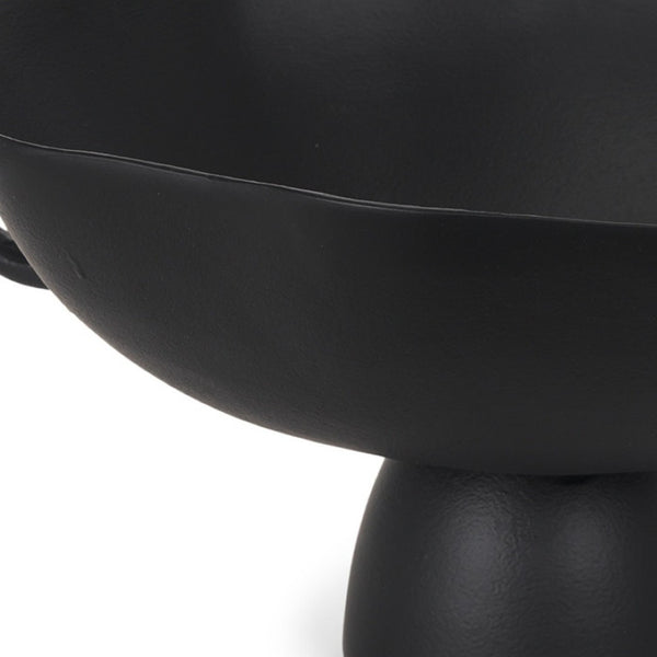 HomeRoots 16" Black Metal Round Pedestal Centerpiece Bowl - Modern Elegance for Home Decor & Event Styling 609355
