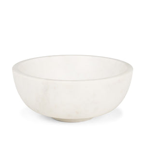 HomeRoots 10" White Marble Round Centerpiece Bowl - Handcrafted Elegance for Serving and Stylish Display 609356