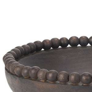 HomeRoots Set of Two Black Solid Wood Round Bowls – Modern Beaded Edge Centerpieces for Elegant Dining Decor 609357