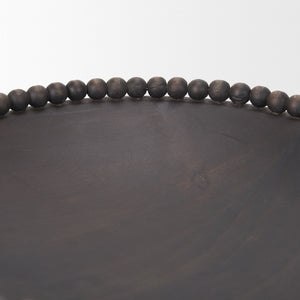 HomeRoots Set of Two Black Solid Wood Round Bowls – Modern Beaded Edge Centerpieces for Elegant Dining Decor 609357