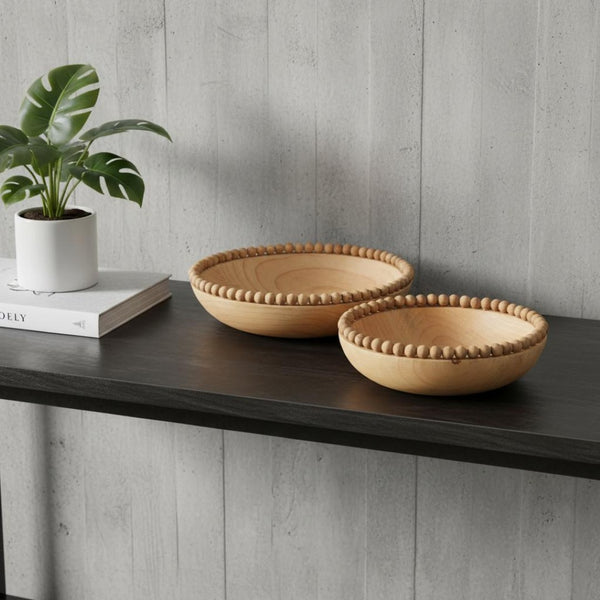 HomeRoots 3" Brown Wood Round Centerpiece Bowl Set - Elegant Serving and Decorative Accents for Any Occasion 609358