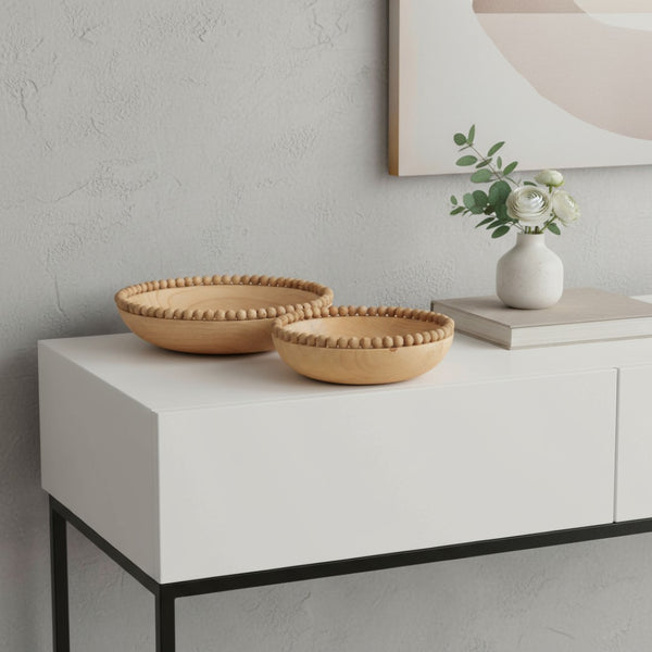 HomeRoots 3" Brown Wood Round Centerpiece Bowl Set - Elegant Serving and Decorative Accents for Any Occasion 609358