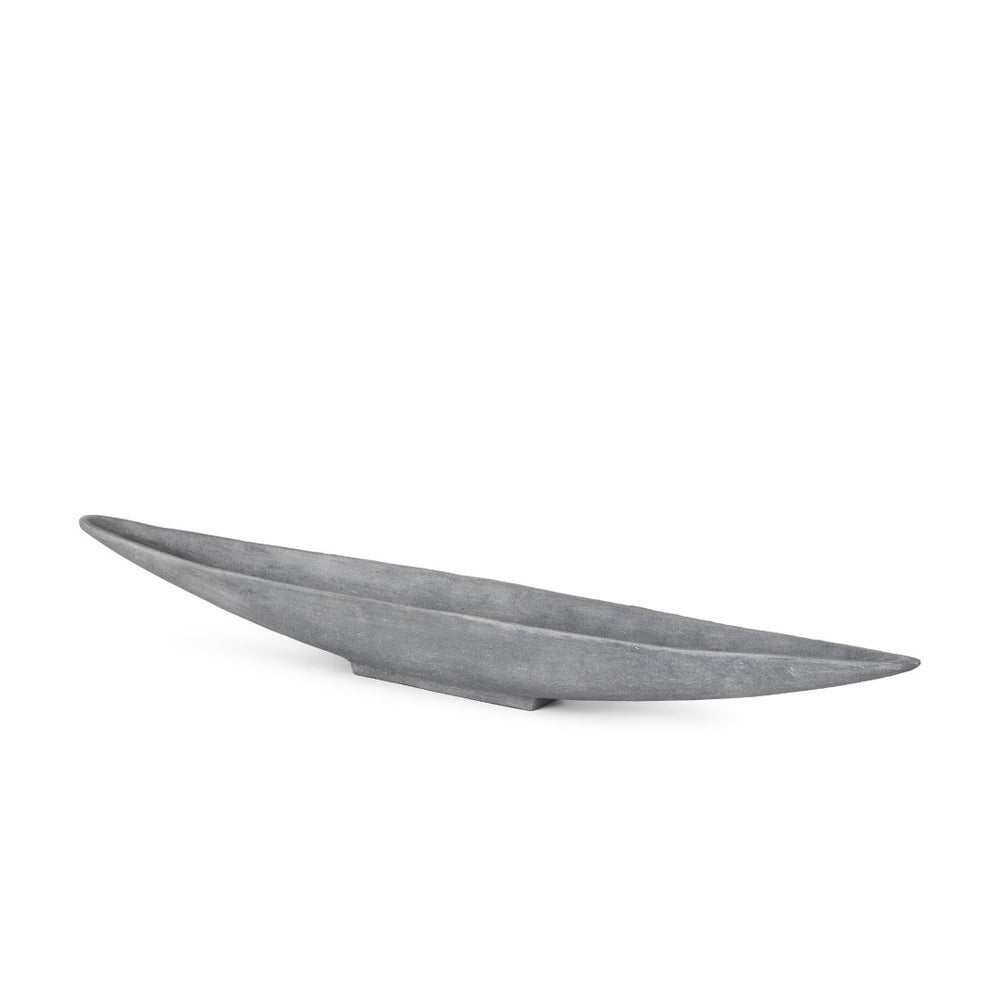 HomeRoots 39" Gray Cast Aluminum Oval Centerpiece Bowl - Handcrafted Boat Design for Rustic Modern Decor 609360