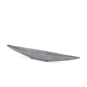 HomeRoots 39" Gray Cast Aluminum Oval Centerpiece Bowl - Handcrafted Boat Design for Rustic Modern Decor 609360